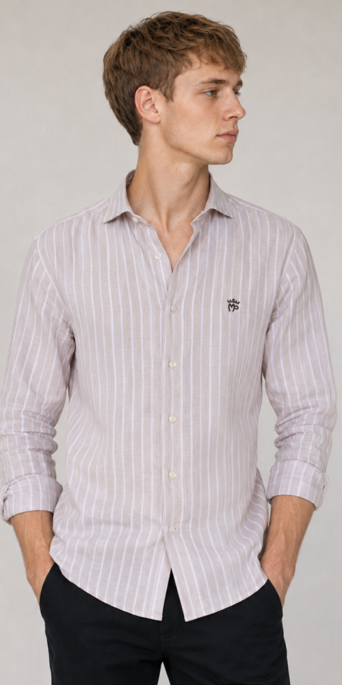 CAMISA BEIGE RAYAS OTOÑO 26 1