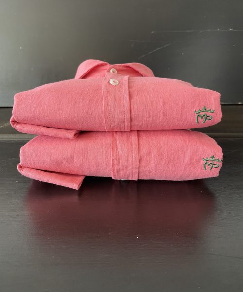 Camisa de lino color coral